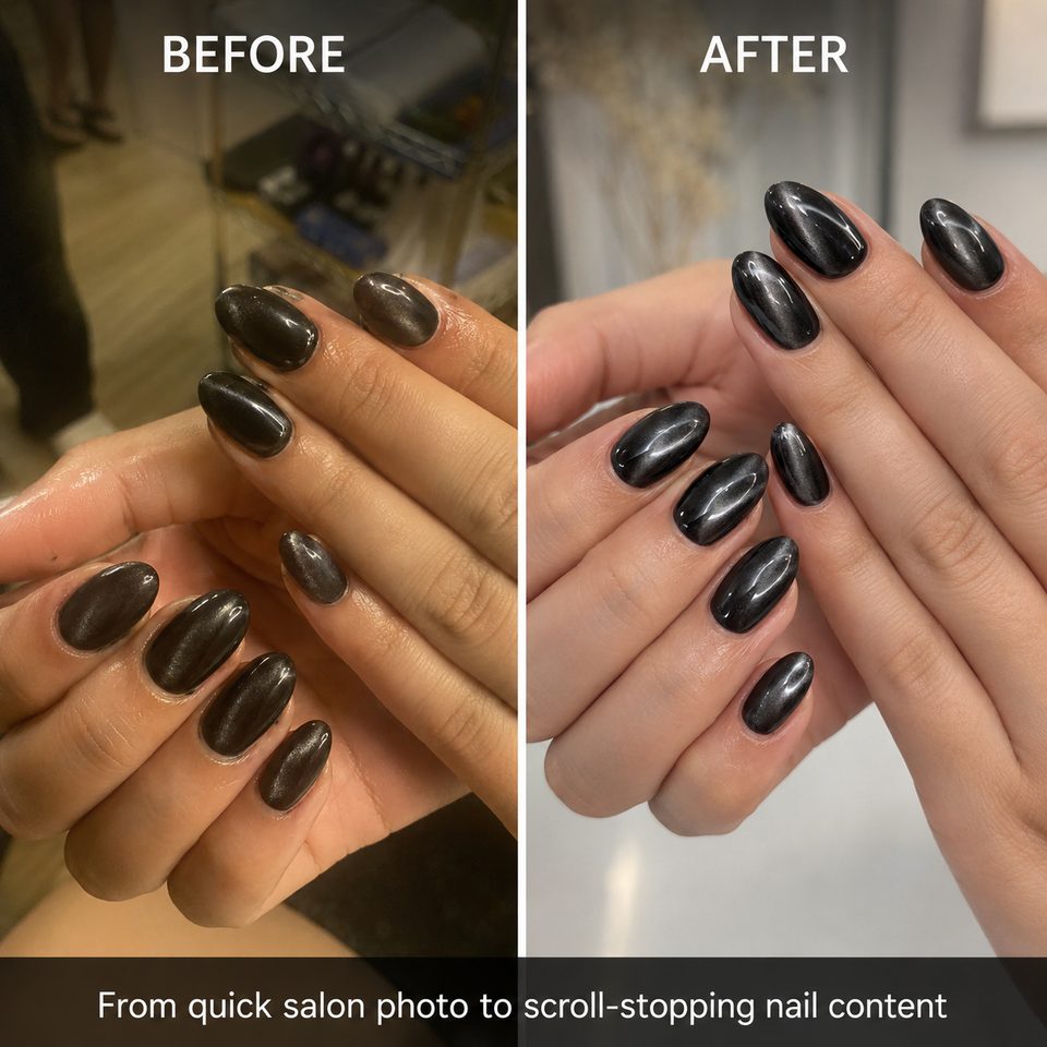 Trước và sau: từ ảnh chụp vội ở tiệm thành nội dung nail đẹp hút mắt